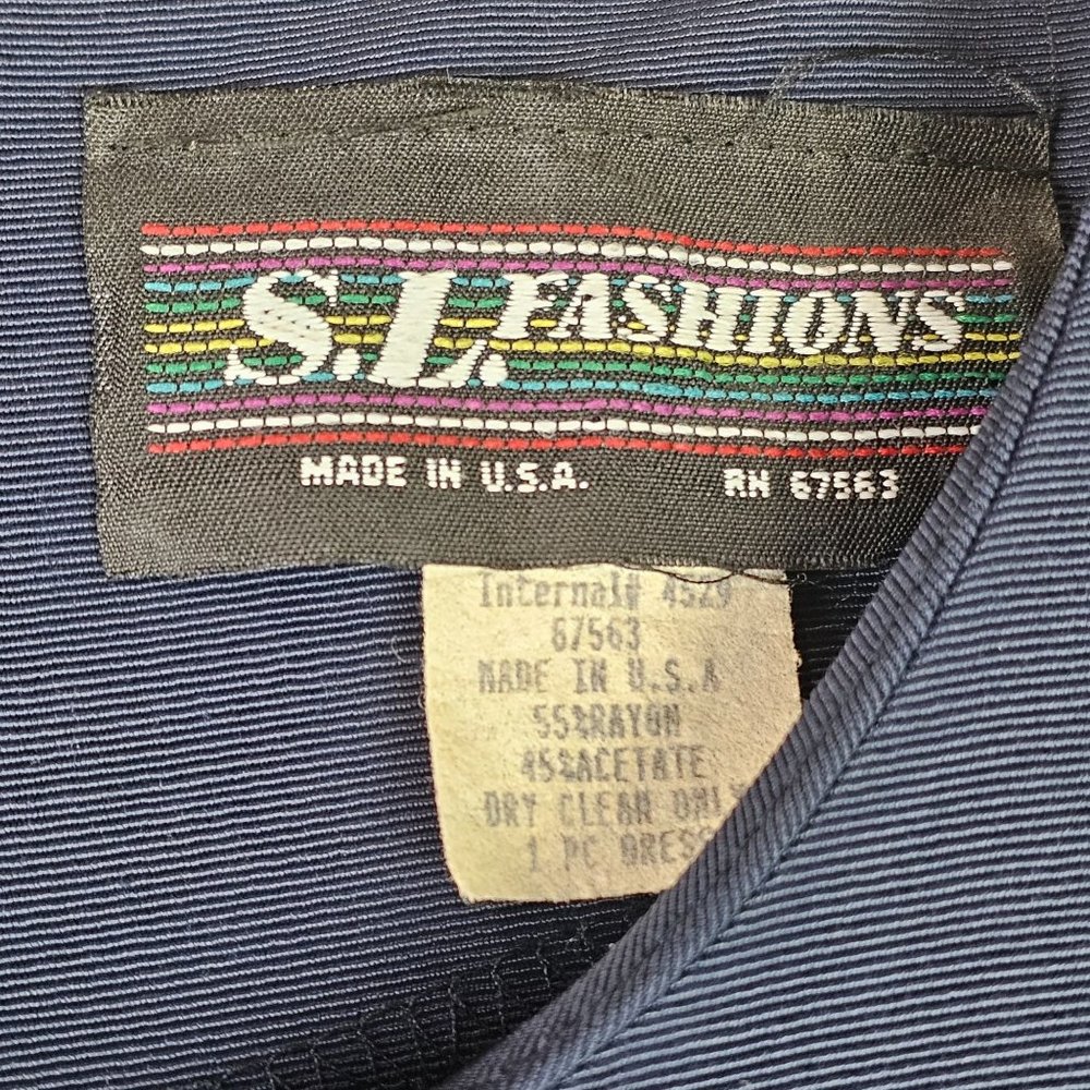 Vintage 90's S.L. Fashions Crested Pocket Button Pleated Drop Waist Dress, 18WP - Picture 7 of 10